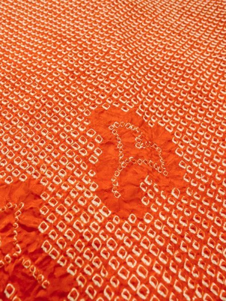 画像8: N0305J  女性用 羽織 銀杏柄 シルク(正絹)  鮮やか 橙色, かのこ 【中古】 【USED】 【リサイクル】 ★★★☆☆ (8)