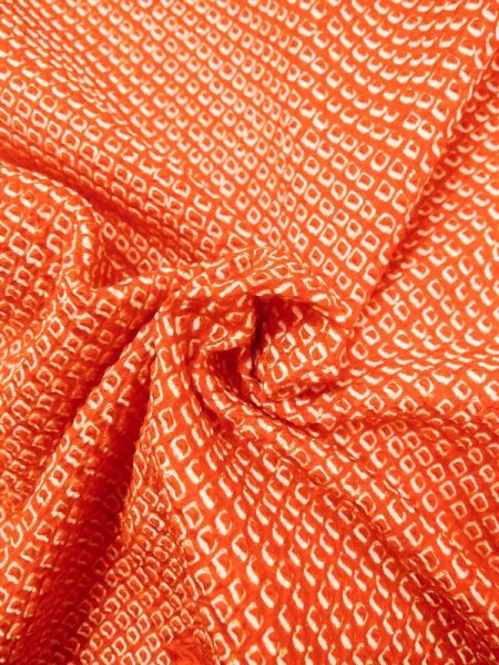 画像11: N0305J  女性用 羽織 銀杏柄 シルク(正絹)  鮮やか 橙色, かのこ 【中古】 【USED】 【リサイクル】 ★★★☆☆ (11)