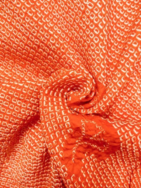 画像12: N0305J  女性用 羽織 銀杏柄 シルク(正絹)  鮮やか 橙色, かのこ 【中古】 【USED】 【リサイクル】 ★★★☆☆ (12)