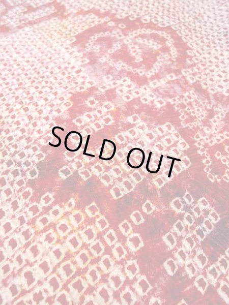 画像10: N0305N  女性用 羽織  シルク(正絹)   赤色, 葉 【中古】 【USED】 【リサイクル】 ★★☆☆☆ (10)