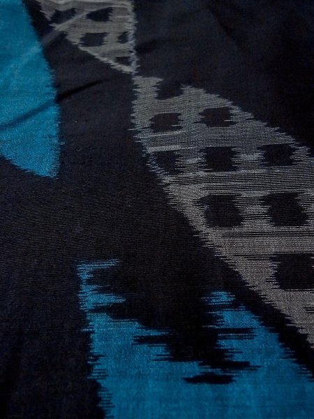 画像10: N0312G  女性用 単衣  シルク（正絹）   黒, 抽象的模様 【中古】 【USED】 【リサイクル】 ★☆☆☆☆ (10)