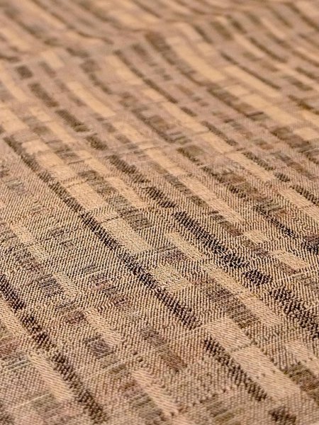 画像8: N0312H  女性用 単衣  シルク（正絹） 淡い 薄い 茶色, チェック柄 【中古】 【USED】 【リサイクル】 ★★☆☆☆ (8)