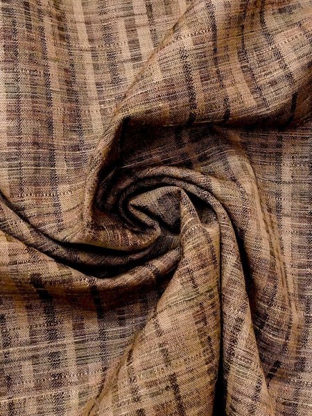 画像10: N0312H  女性用 単衣  シルク（正絹） 淡い 薄い 茶色, チェック柄 【中古】 【USED】 【リサイクル】 ★★☆☆☆ (10)