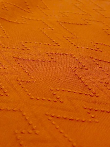 画像8: N0321B  女性用 道行  シルク(正絹)   橙色, 松皮菱 【中古】 【USED】 【リサイクル】 ★★☆☆☆ (8)