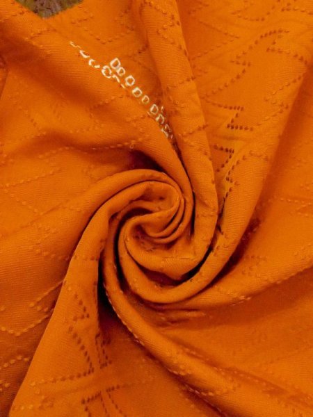 画像9: N0321B  女性用 道行  シルク(正絹)   橙色, 松皮菱 【中古】 【USED】 【リサイクル】 ★★☆☆☆ (9)