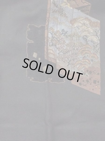 画像3: N0321F  女性用 道行  シルク（正絹）   黒, 松/松葉 【中古】 【USED】 【リサイクル】 ★★☆☆☆ (3)