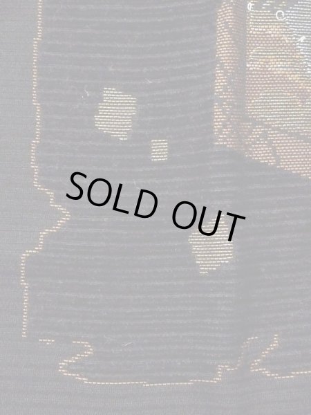 画像7: N0321F  女性用 道行  シルク（正絹）   黒, 松/松葉 【中古】 【USED】 【リサイクル】 ★★☆☆☆ (7)