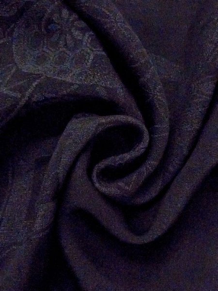 画像11: N0321H  女性用 道行 使用感あり シルク(正絹)   黒,  【中古】 【USED】 【リサイクル】 ★★☆☆☆ (11)