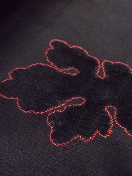 画像7: N0321I  女性用 道行  化繊   黒, 花 【中古】 【USED】 【リサイクル】 ★★☆☆☆ (7)