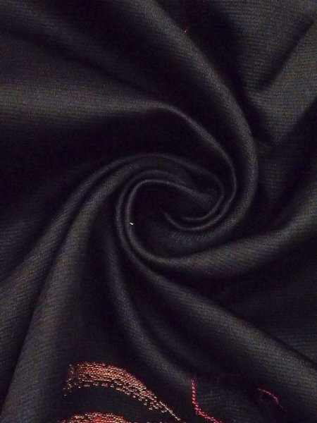 画像9: N0321I  女性用 道行  化繊   黒, 花 【中古】 【USED】 【リサイクル】 ★★☆☆☆ (9)