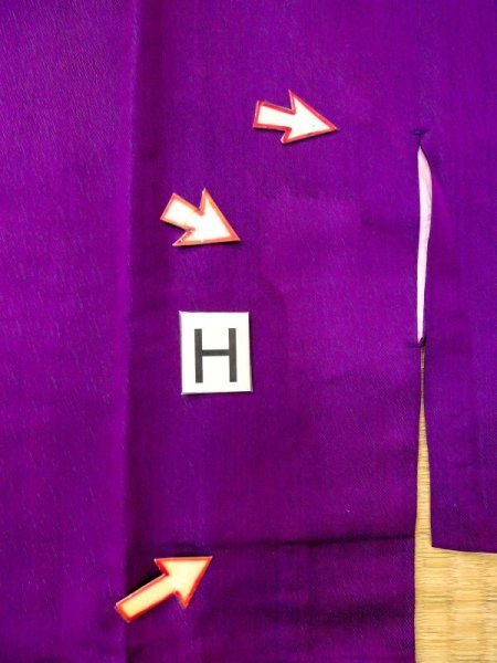 画像19: N0321L  女性用 道行  シルク(正絹)  光沢のある 紫色, 線 【中古】 【USED】 【リサイクル】 ★☆☆☆☆ (19)