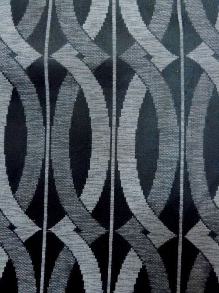 画像5: N0321N  女性用 道行  シルク(正絹)   灰色, 幾何学模様 【中古】 【USED】 【リサイクル】 ★★☆☆☆ (5)