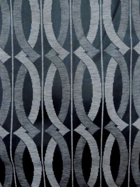 画像6: N0321N  女性用 道行  シルク(正絹)   灰色, 幾何学模様 【中古】 【USED】 【リサイクル】 ★★☆☆☆ (6)