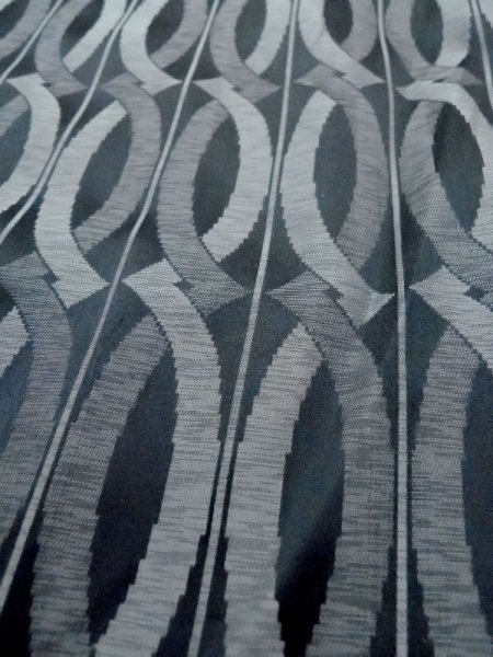 画像7: N0321N  女性用 道行  シルク(正絹)   灰色, 幾何学模様 【中古】 【USED】 【リサイクル】 ★★☆☆☆ (7)