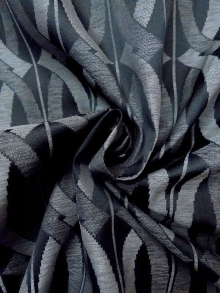 画像9: N0321N  女性用 道行  シルク(正絹)   灰色, 幾何学模様 【中古】 【USED】 【リサイクル】 ★★☆☆☆ (9)