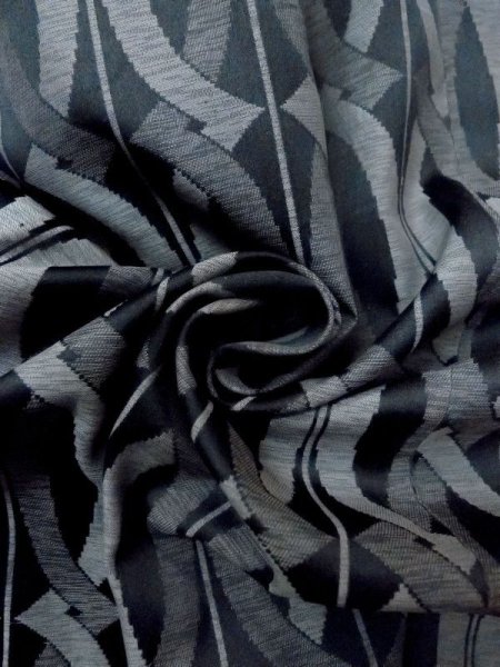 画像10: N0321N  女性用 道行  シルク(正絹)   灰色, 幾何学模様 【中古】 【USED】 【リサイクル】 ★★☆☆☆ (10)