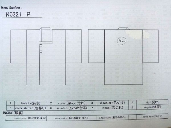 画像11: N0321P  女性用 道行 矢絣柄 シルク（正絹）   藍,  【中古】 【USED】 【リサイクル】 ★★★☆☆ (11)