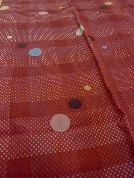 画像9: N0321Q  女性用 雨コート  シルク（正絹）   えんじ, 小さな点々 【中古】 【USED】 【リサイクル】 ★★☆☆☆ (9)