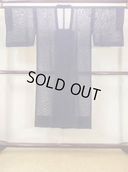 画像2: N0321R  女性用 道行  シルク（正絹）   紺, 縞 【中古】 【USED】 【リサイクル】 ★★★☆☆ (2)