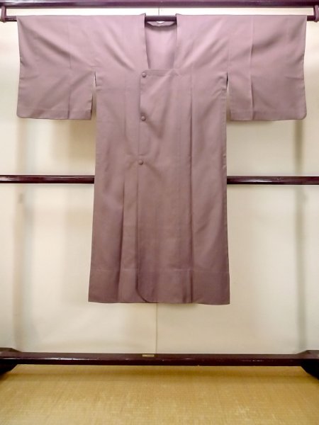 画像1: N0321S  女性用 道行  シルク（正絹）  光沢のある 茶色, 線 【中古】 【USED】 【リサイクル】 ★★★☆☆ (1)
