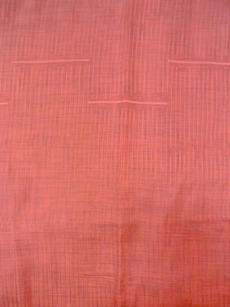 画像3: N0321W  女性用 道行  化繊  灰色がかった 朱赤, チェック柄 【中古】 【USED】 【リサイクル】 ★★★☆☆ (3)