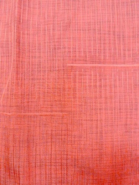 画像5: N0321W  女性用 道行  化繊  灰色がかった 朱赤, チェック柄 【中古】 【USED】 【リサイクル】 ★★★☆☆ (5)