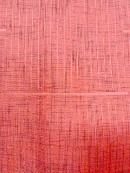 画像7: N0321W  女性用 道行  化繊  灰色がかった 朱赤, チェック柄 【中古】 【USED】 【リサイクル】 ★★★☆☆ (7)