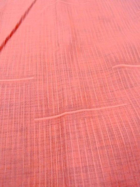 画像9: N0321W  女性用 道行  化繊  灰色がかった 朱赤, チェック柄 【中古】 【USED】 【リサイクル】 ★★★☆☆ (9)