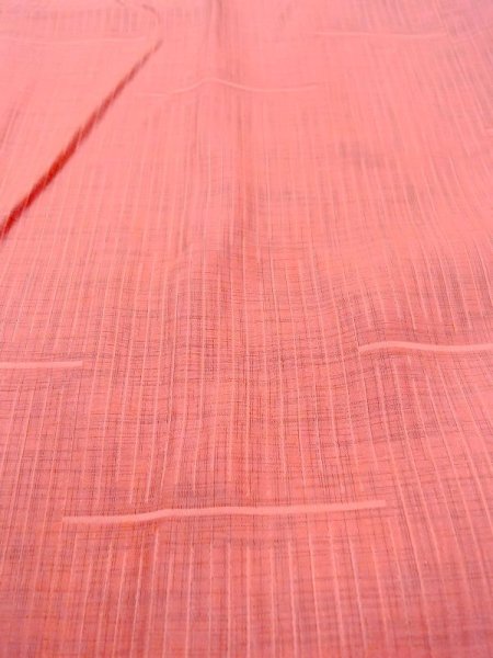 画像10: N0321W  女性用 道行  化繊  灰色がかった 朱赤, チェック柄 【中古】 【USED】 【リサイクル】 ★★★☆☆ (10)