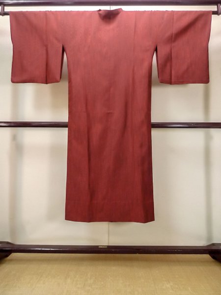 画像2: N0321Z  女性用 道行  化繊  赤み 茶色, 木目 【中古】 【USED】 【リサイクル】 ★★★☆☆ (2)