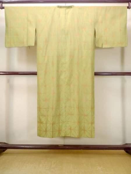 画像2: N0322C  女性用 道行  化繊   黄緑色, 七宝 【中古】 【USED】 【リサイクル】 ★★★☆☆ (2)