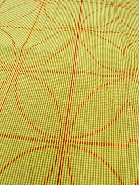 画像8: N0322C  女性用 道行  化繊   黄緑色, 七宝 【中古】 【USED】 【リサイクル】 ★★★☆☆ (8)