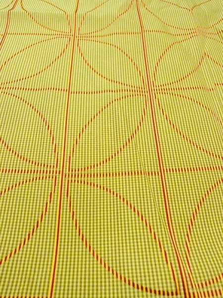 画像9: N0322C  女性用 道行  化繊   黄緑色, 七宝 【中古】 【USED】 【リサイクル】 ★★★☆☆ (9)