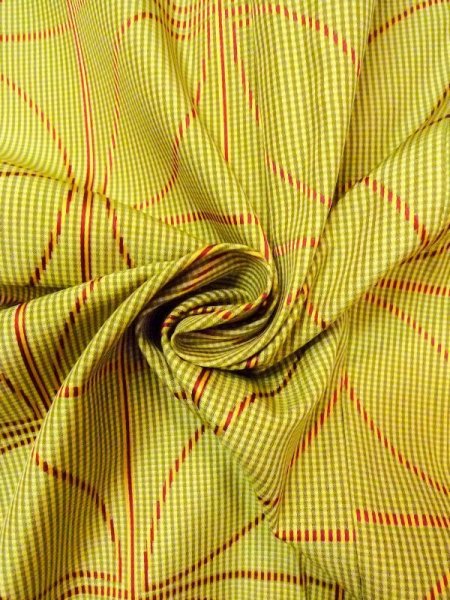 画像11: N0322C  女性用 道行  化繊   黄緑色, 七宝 【中古】 【USED】 【リサイクル】 ★★★☆☆ (11)