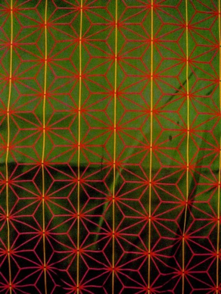 画像3: N0322D  女性用 道行  シルク（正絹）   緑色, 麻の葉 【中古】 【USED】 【リサイクル】 ★★★☆☆ (3)