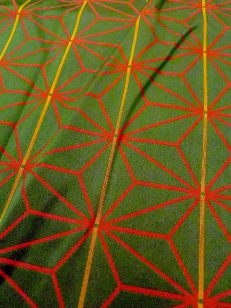 画像8: N0322D  女性用 道行  シルク（正絹）   緑色, 麻の葉 【中古】 【USED】 【リサイクル】 ★★★☆☆ (8)