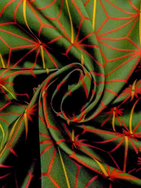 画像12: N0322D  女性用 道行  シルク（正絹）   緑色, 麻の葉 【中古】 【USED】 【リサイクル】 ★★★☆☆ (12)