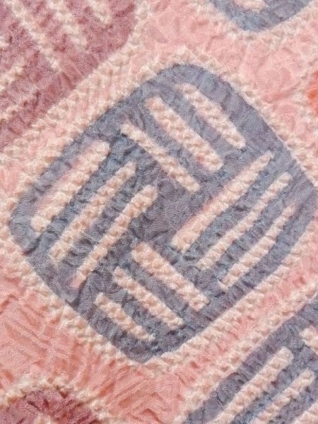 画像6: N0329B  女性用 道行  シルク(正絹)  薄い 桃色, 線 【中古】 【USED】 【リサイクル】 ★★☆☆☆ (6)