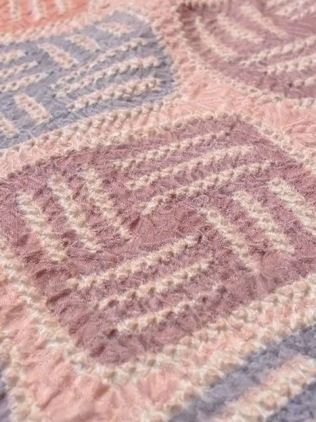 画像7: N0329B  女性用 道行  シルク(正絹)  薄い 桃色, 線 【中古】 【USED】 【リサイクル】 ★★☆☆☆ (7)