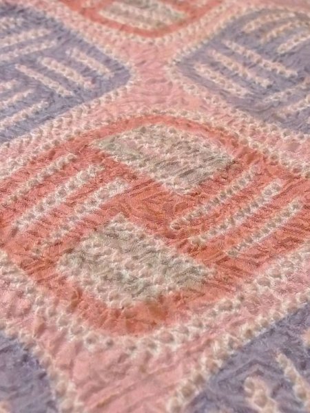 画像8: N0329B  女性用 道行  シルク(正絹)  薄い 桃色, 線 【中古】 【USED】 【リサイクル】 ★★☆☆☆ (8)