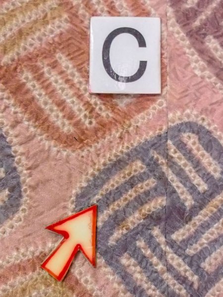 画像14: N0329B  女性用 道行  シルク(正絹)  薄い 桃色, 線 【中古】 【USED】 【リサイクル】 ★★☆☆☆ (14)