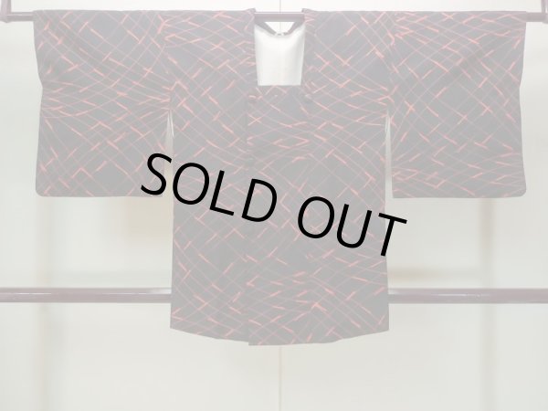 画像1: N0329C  女性用 道行  化繊   黒, 線 【中古】 【USED】 【リサイクル】 ★★★☆☆ (1)