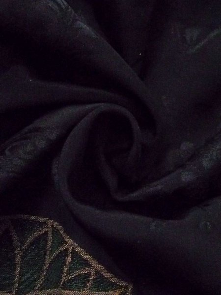 画像13: N0329E  女性用 道行  シルク(正絹)   黒, 菊 【中古】 【USED】 【リサイクル】 ★★☆☆☆ (13)