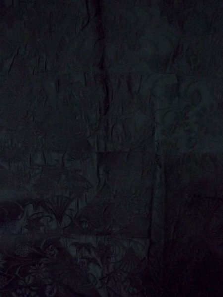 画像3: N0329O  女性用 道行  シルク(正絹)   黒, 花 【中古】 【USED】 【リサイクル】 ★★★☆☆ (3)