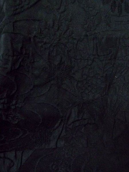 画像6: N0329O  女性用 道行  シルク(正絹)   黒, 花 【中古】 【USED】 【リサイクル】 ★★★☆☆ (6)