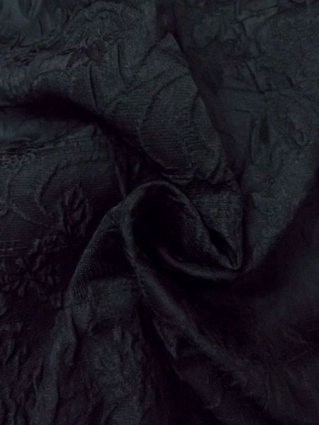 画像11: N0329O  女性用 道行  シルク(正絹)   黒, 花 【中古】 【USED】 【リサイクル】 ★★★☆☆ (11)