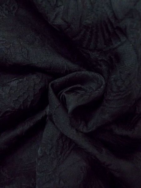 画像12: N0329O  女性用 道行  シルク(正絹)   黒, 花 【中古】 【USED】 【リサイクル】 ★★★☆☆ (12)