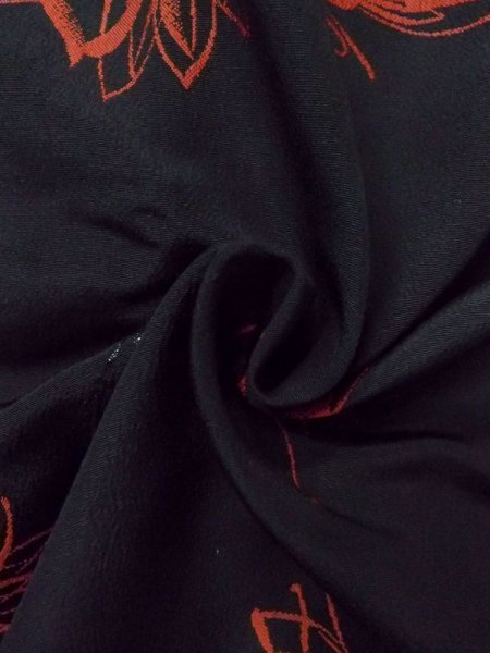 画像12: N0329Q  女性用 道行  シルク(正絹)   黒, 花 【中古】 【USED】 【リサイクル】 ★★★☆☆ (12)