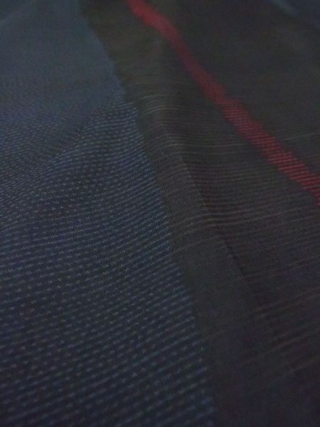 画像7: N0329T  女性用 道行 コート シルク(正絹)   黒, 縞 【中古】 【USED】 【リサイクル】 ★★★☆☆ (7)