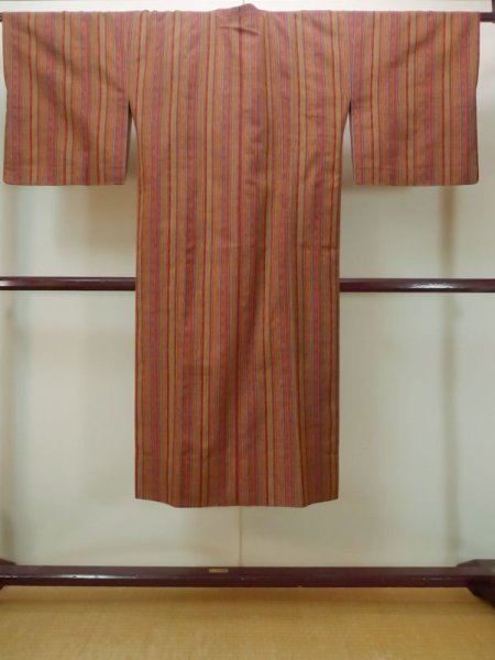 画像2: N0329Y Mint  女性用 道行  シルク(正絹)   マルチカラー, 縞 【中古】 【USED】 【リサイクル】 ★★★★☆ (2)